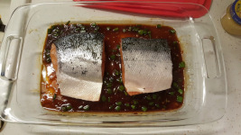 marinating Sweet Chili Garlic Glazed Salmon